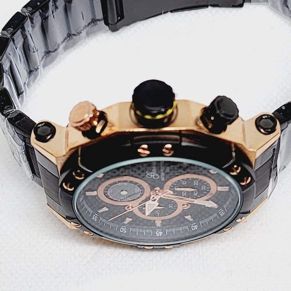 Multi-Functional Quartz Movement Watch in ION Plated Rose Gold & black stainless - Picture 7 of 7